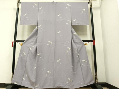 平和屋着物●上質な小紋 飛鶴雪輪花文 正絹 逸品 未使用 AAAY6282ph