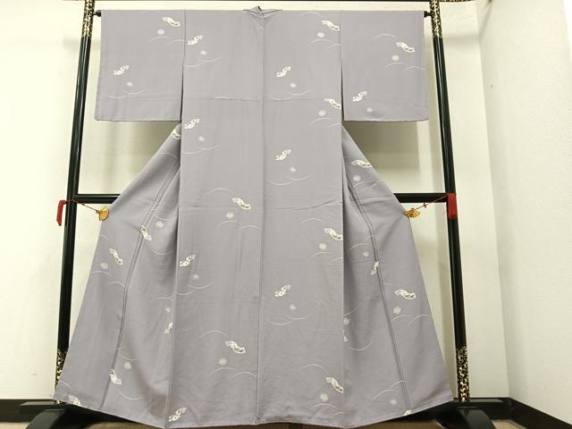 平和屋着物●上質な小紋 飛鶴雪輪花文 正絹 逸品 未使用 AAAY6282ph
