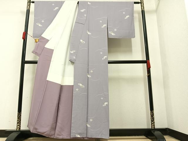 平和屋着物●上質な小紋 飛鶴雪輪花文 正絹 逸品 未使用 AAAY6282ph