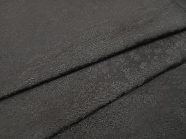 平和屋着物●上質な色無地　人物風景草花地紋　黒紅色　正絹　逸品　AAAY6319ph
