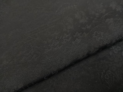 平和屋着物●上質な色無地　人物風景草花地紋　黒紅色　正絹　逸品　AAAY6319ph