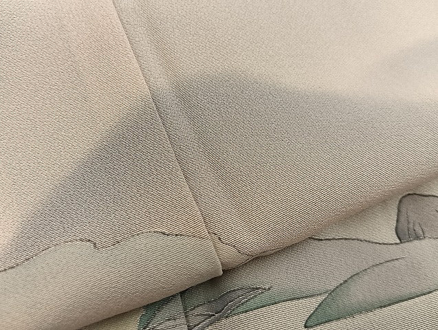 平和屋着物▽訪問着　単衣　手描き　風景松文　正絹　逸品　BAAS1036mz