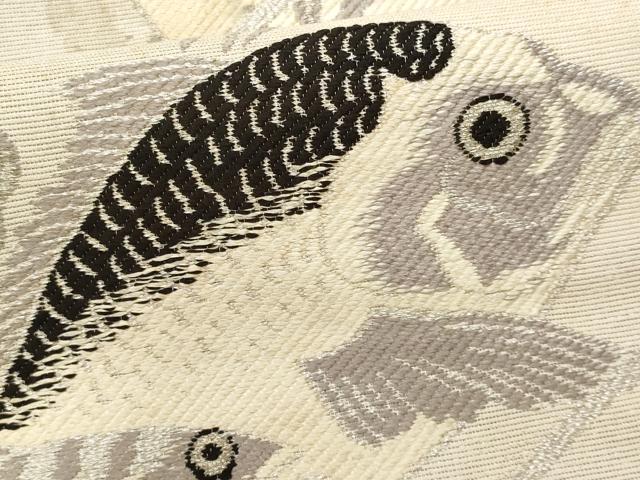 平和屋着物＊夏物 アンティーク 大正ロマン 九寸名古屋帯 鯉 鯛 金銀糸 正絹 逸品 CAAV7806fb