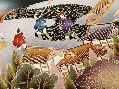 平和屋着物■豪華黒留袖　駒刺繍　人物御所解文　暈し染め　金彩　正絹　逸品　CAAU0680ev