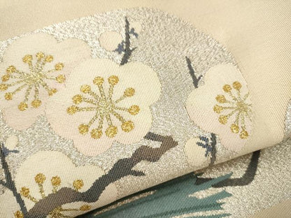 平和屋着物●爪掻き本綴れ　八寸名古屋帯　松竹梅　金銀糸　正絹　逸品　CAAV7139hy