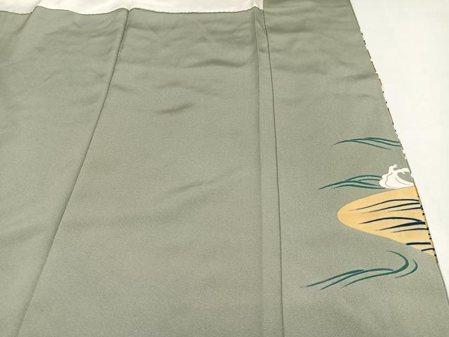 平和屋着物●豪華色留袖 作家物 駒刺繍 群れ鶴浜松文 金彩 正絹 逸品 AAAY6343ph