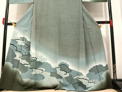 平和屋着物●訪問着　雲重ね文　暈し染め　正絹　逸品　AAAY6345ph