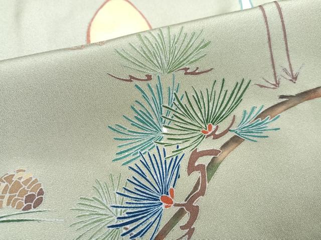 平和屋着物●豪華色留袖 作家物 駒刺繍 群れ鶴浜松文 金彩 正絹 逸品 AAAY6343ph