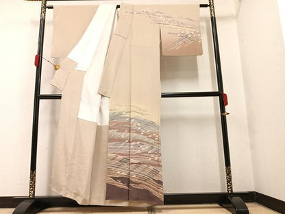 平和屋着物●訪問着 友禅 想染 飛鳥文 暈し染め 鬼しぼ縮緬 正絹 逸品 AAAY7909ph