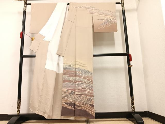 平和屋着物●訪問着 友禅 想染 飛鳥文 暈し染め 鬼しぼ縮緬 正絹 逸品 AAAY7909ph