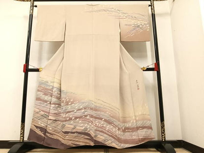 平和屋着物●訪問着 友禅 想染 飛鳥文 暈し染め 鬼しぼ縮緬 正絹 逸品 AAAY7909ph