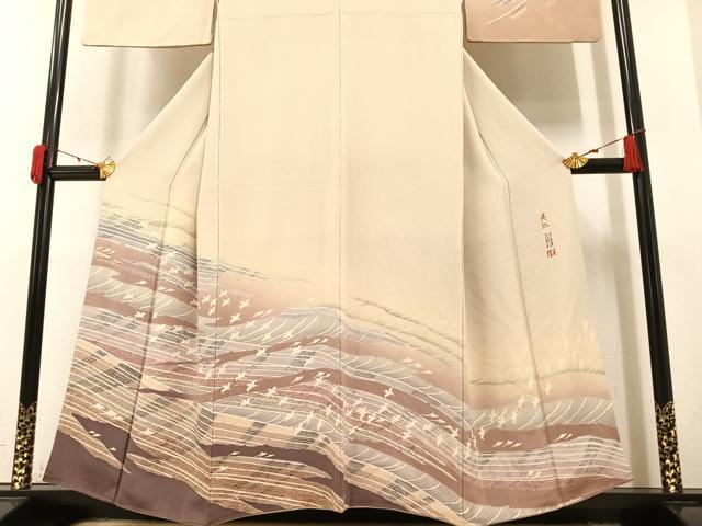 平和屋着物●訪問着 友禅 想染 飛鳥文 暈し染め 鬼しぼ縮緬 正絹 逸品 AAAY7909ph