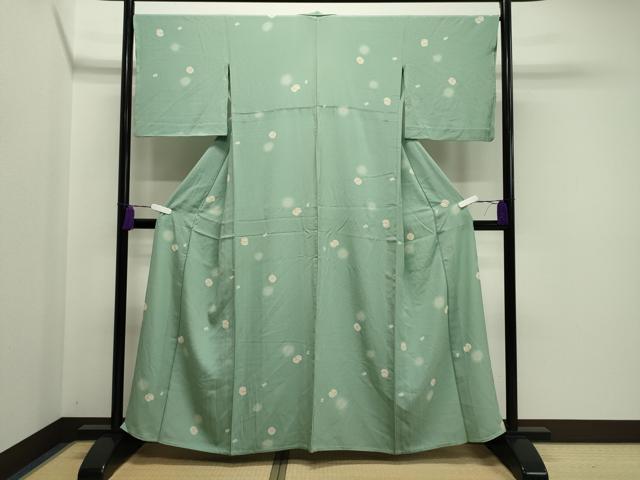 平和屋着物▽上質な小紋　単衣　鹿の子丸文　正絹　逸品　CAAV8921gh