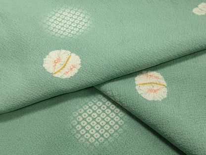 平和屋着物▽上質な小紋　単衣　鹿の子丸文　正絹　逸品　CAAV8921gh