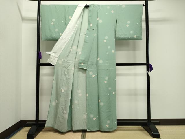 平和屋着物▽上質な小紋　単衣　鹿の子丸文　正絹　逸品　CAAV8921gh