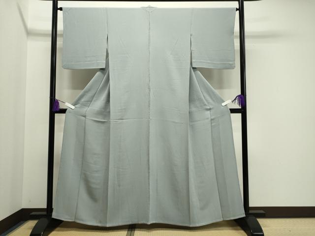 平和屋着物▽上質な色無地　単衣　青磁鼠色　正絹　逸品　CAAV8943gh