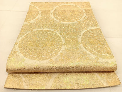 平和屋着物◎六通柄袋帯　狩猟文　金糸　正絹　逸品　BAAU2466yc