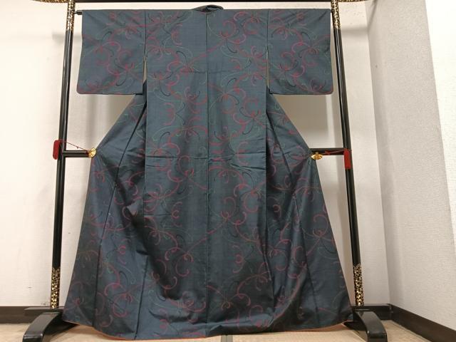 平和屋着物●本場大島紬 一元7マルキ 花尽くし 正絹 逸品 AAAY7928ph