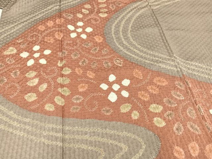 平和屋着物●訪問着　絞り　流水花唐草文　正絹　逸品　AAAY7958ph
