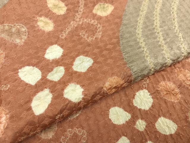 平和屋着物●訪問着　絞り　流水花唐草文　正絹　逸品　AAAY7958ph