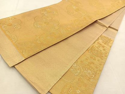 平和屋着物◎六通柄袋帯　立波花蝶文　金銀糸　正絹　逸品　BAAU2886yc