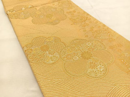 平和屋着物◎六通柄袋帯　立波花蝶文　金銀糸　正絹　逸品　BAAU2886yc
