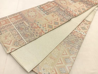 平和屋着物◎新佐賀錦　六通柄袋帯　有栖川吉祥花文　金銀糸　正絹　逸品　BAAU2887yc
