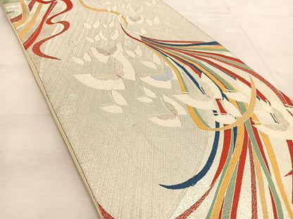平和屋着物◎六通柄袋帯　九百錦　舞蝶文　銀糸　正絹　逸品　BAAU2924yc