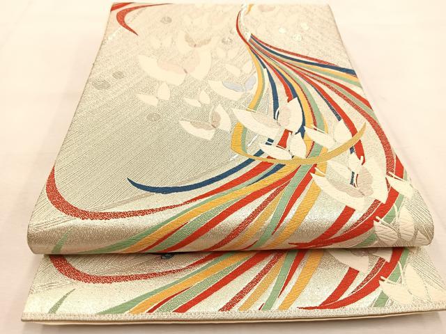 平和屋着物◎六通柄袋帯　九百錦　舞蝶文　銀糸　正絹　逸品　BAAU2924yc