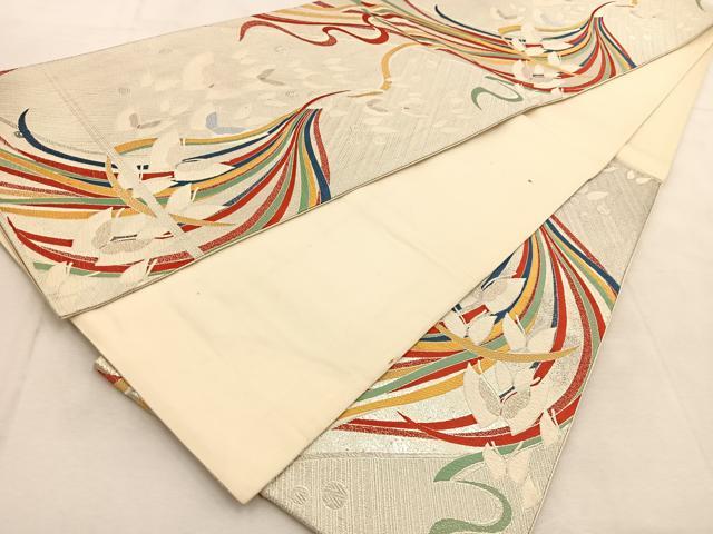 平和屋着物◎六通柄袋帯　九百錦　舞蝶文　銀糸　正絹　逸品　BAAU2924yc
