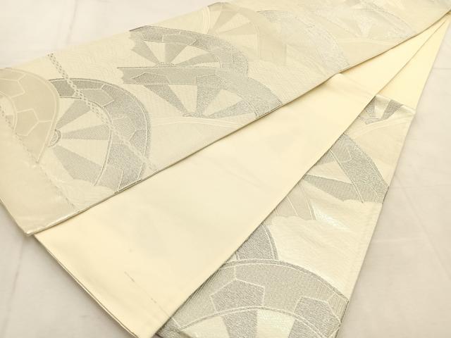 平和屋着物◎六通柄袋帯　片輪車青海波　銀糸　正絹　逸品　BAAU6036yc