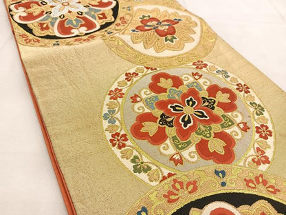平和屋着物◎六通柄袋帯　唐織　正倉院更紗花文　金銀糸　正絹　逸品　BAAU6034yc