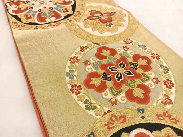 平和屋着物◎六通柄袋帯　唐織　正倉院更紗花文　金銀糸　正絹　逸品　BAAU6034yc