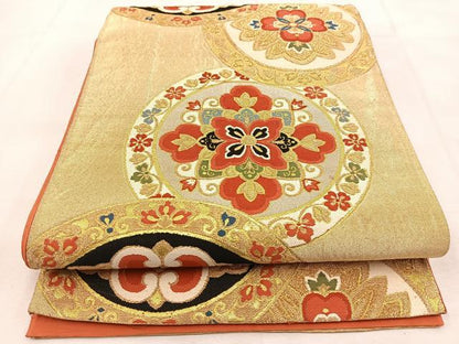 平和屋着物◎六通柄袋帯　唐織　正倉院更紗花文　金銀糸　正絹　逸品　BAAU6034yc