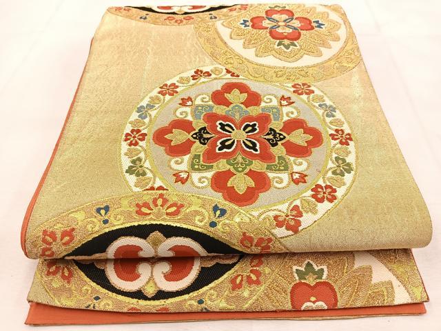 平和屋着物◎六通柄袋帯　唐織　正倉院更紗花文　金銀糸　正絹　逸品　BAAU6034yc