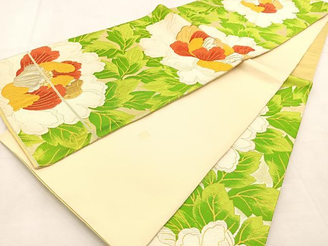平和屋着物◎六通柄袋帯　唐織　牡丹　金銀糸　正絹　逸品　BAAU6042yc