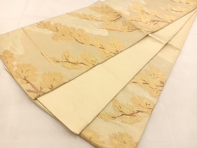 平和屋着物◎六通柄袋帯　流水樹林文　金糸　正絹　逸品　BAAU6068yc
