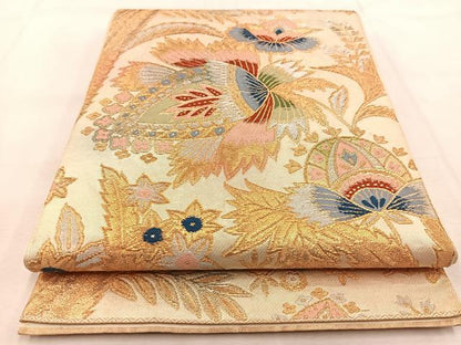 平和屋着物◎六通柄　本袋帯　更紗　金銀糸正絹　逸品　BAAU6044yc