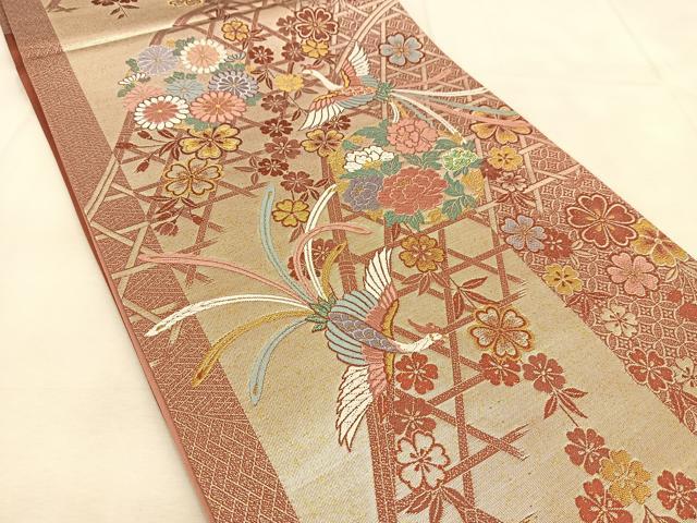 平和屋着物◎六通柄袋帯　唐織　錦繍香飾図　金銀糸　正絹　逸品　BAAU6133yc