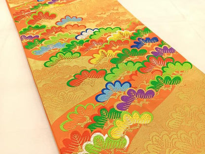平和屋着物◎六通柄袋帯 唐織 笠松 金糸 正絹 逸品 BAAU6139yc