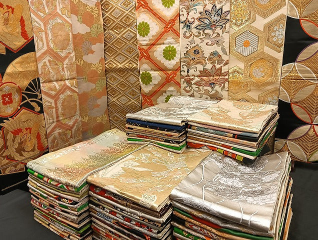 平和屋着物■袋帯 西陣 まとめて100点 鳳凰 鶴 向かい蝶 風景 更紗 花柄 楽器 七宝 正倉院 金銀糸 など 未使用品あり 全て正絹 mmm939