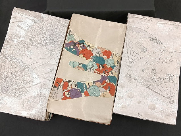 平和屋着物■袋帯 西陣 まとめて100点 向かい鶴 孔雀 尾長鳥 人物 蝶 菊 更紗 花柄 七宝 正倉院 金銀糸 など 未使用品あり 全て正絹 mmm941