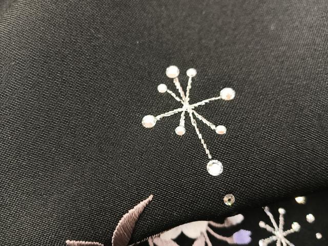 平和屋着物●女性　行灯袴　総刺繍　枝垂れ桜　ラインストーン　黒地　金糸　逸品　BAAU4357mz