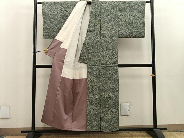 平和屋着物■上質な紬　7マルキ　幾何学文様　正絹　逸品　BAAU4428mz