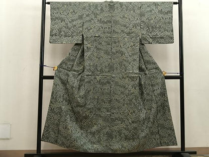 平和屋着物■上質な紬　7マルキ　幾何学文様　正絹　逸品　BAAU4428mz