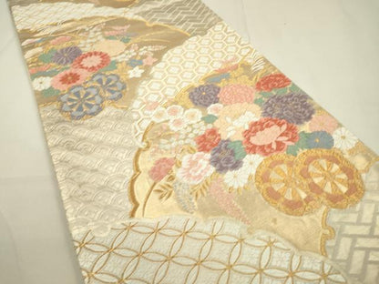 平和屋着物▼六通柄袋帯　唐織　花車文　金銀糸　正絹　逸品　DAAU9677fe