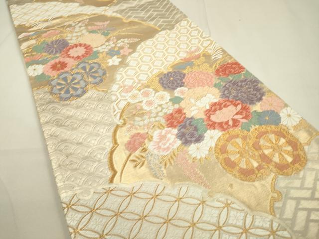 平和屋着物▼六通柄袋帯　唐織　花車文　金銀糸　正絹　逸品　DAAU9677fe