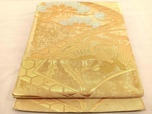 平和屋着物◎六通柄袋帯　鳳凰松文　金銀糸　正絹　逸品　BAAU4945hv
