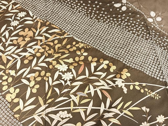 平和屋着物●訪問着 草花文 暈し染め 金彩 正絹 逸品 AAAY8669ph