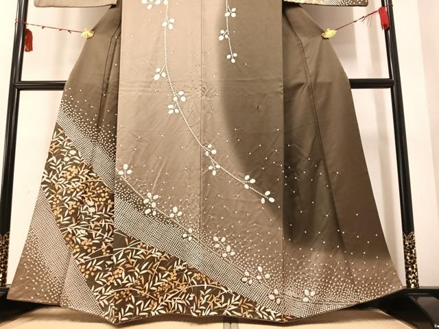 平和屋着物●訪問着 草花文 暈し染め 金彩 正絹 逸品 AAAY8669ph